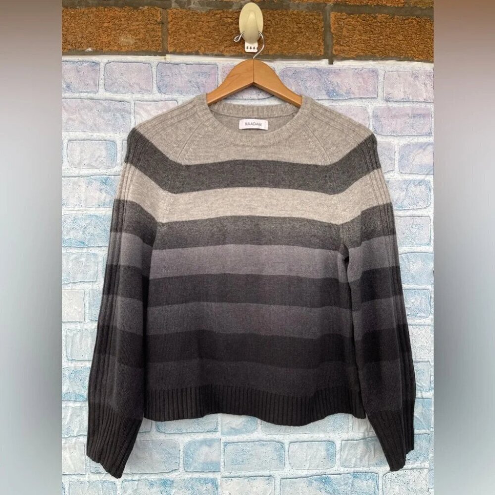 NAADAM DIP DYE STRIPED CREWNECKSWEATER XS